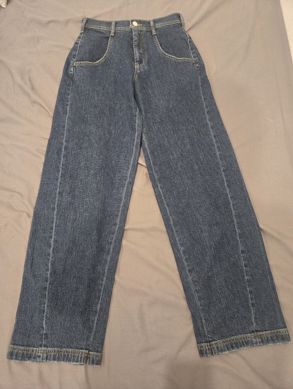 Pilcro High-Rise Wide-Leg Jeans in Navy  Blue Denim